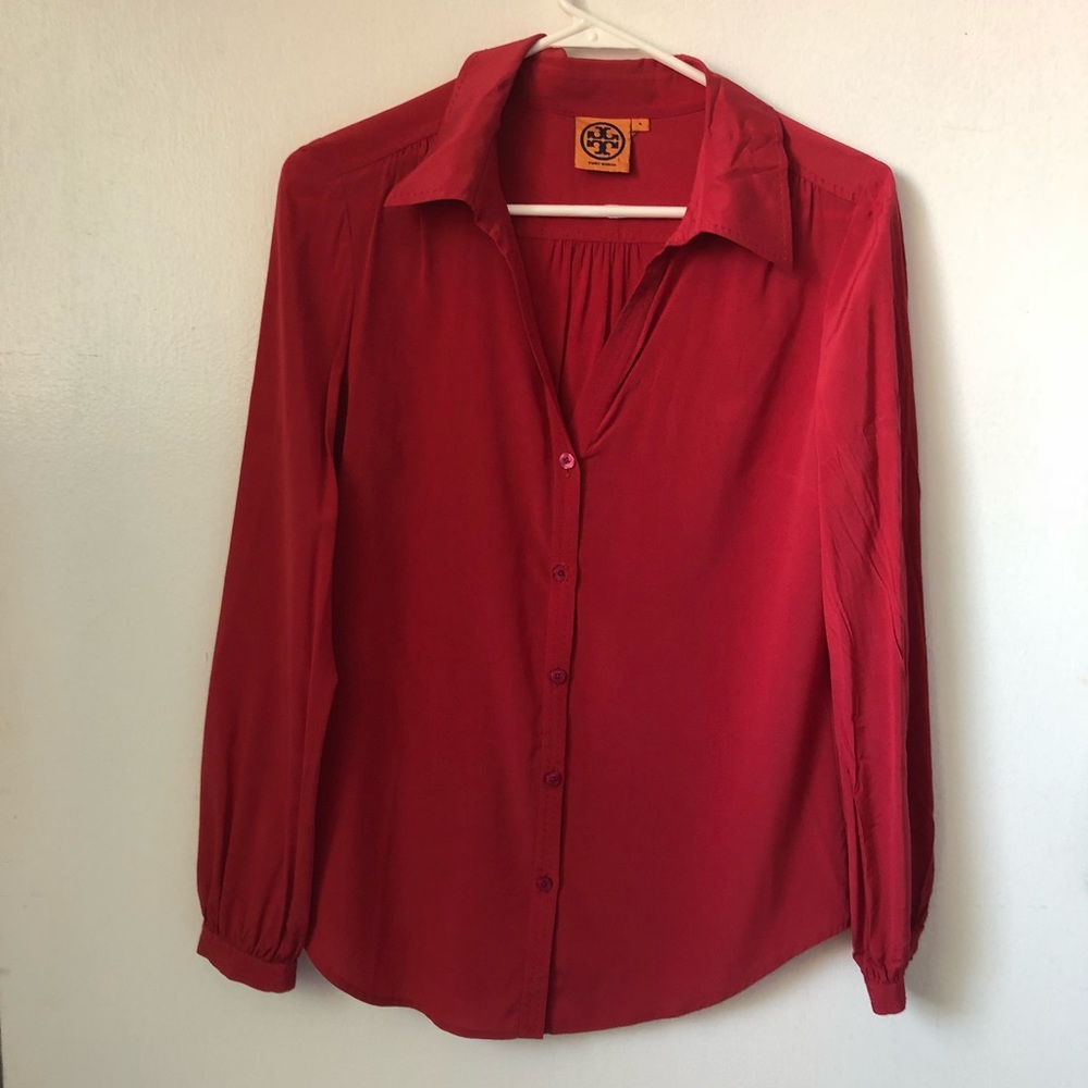 Tory Burch Red Button-Down Blouse